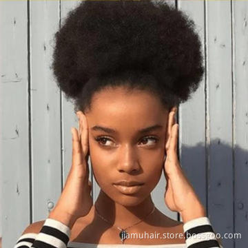 short afro puff hair bun Drawstring Chignon afro bun hair piece Kinky Curly Updo Clip Hair Extension